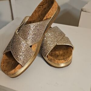 Gold Glitter Slide Sandals